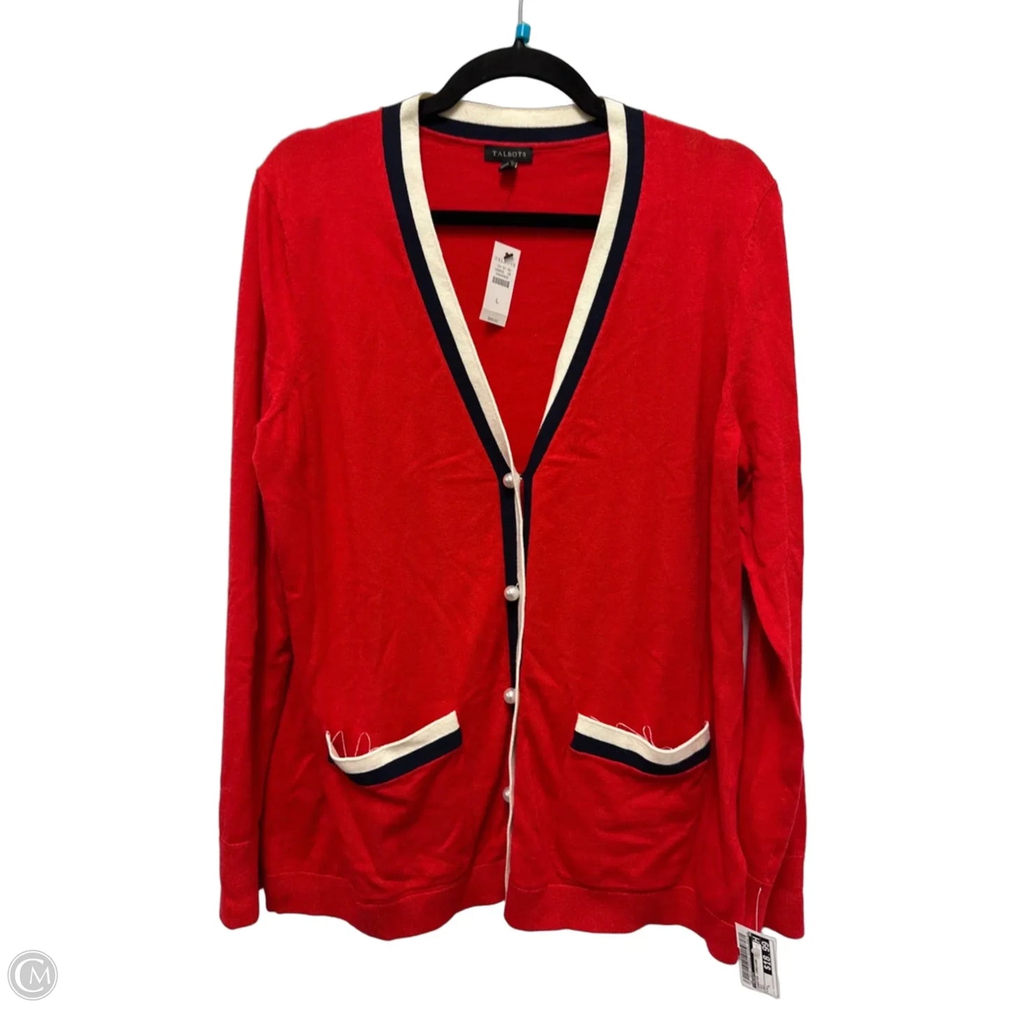 Sweater Cardigan By Talbots In Red, Size: L