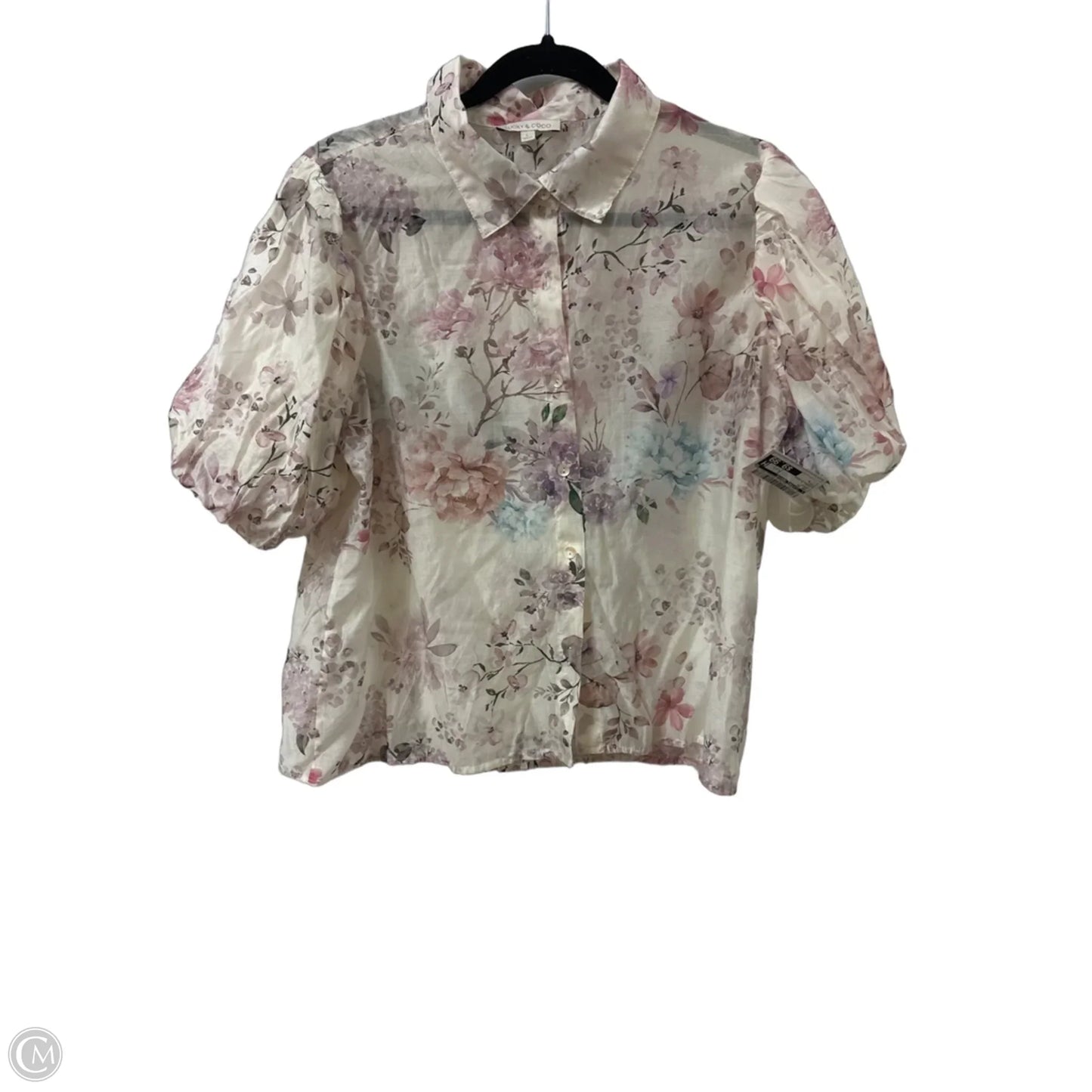 Top Short Sleeve By Clothes Mentor In Cream, Size: L