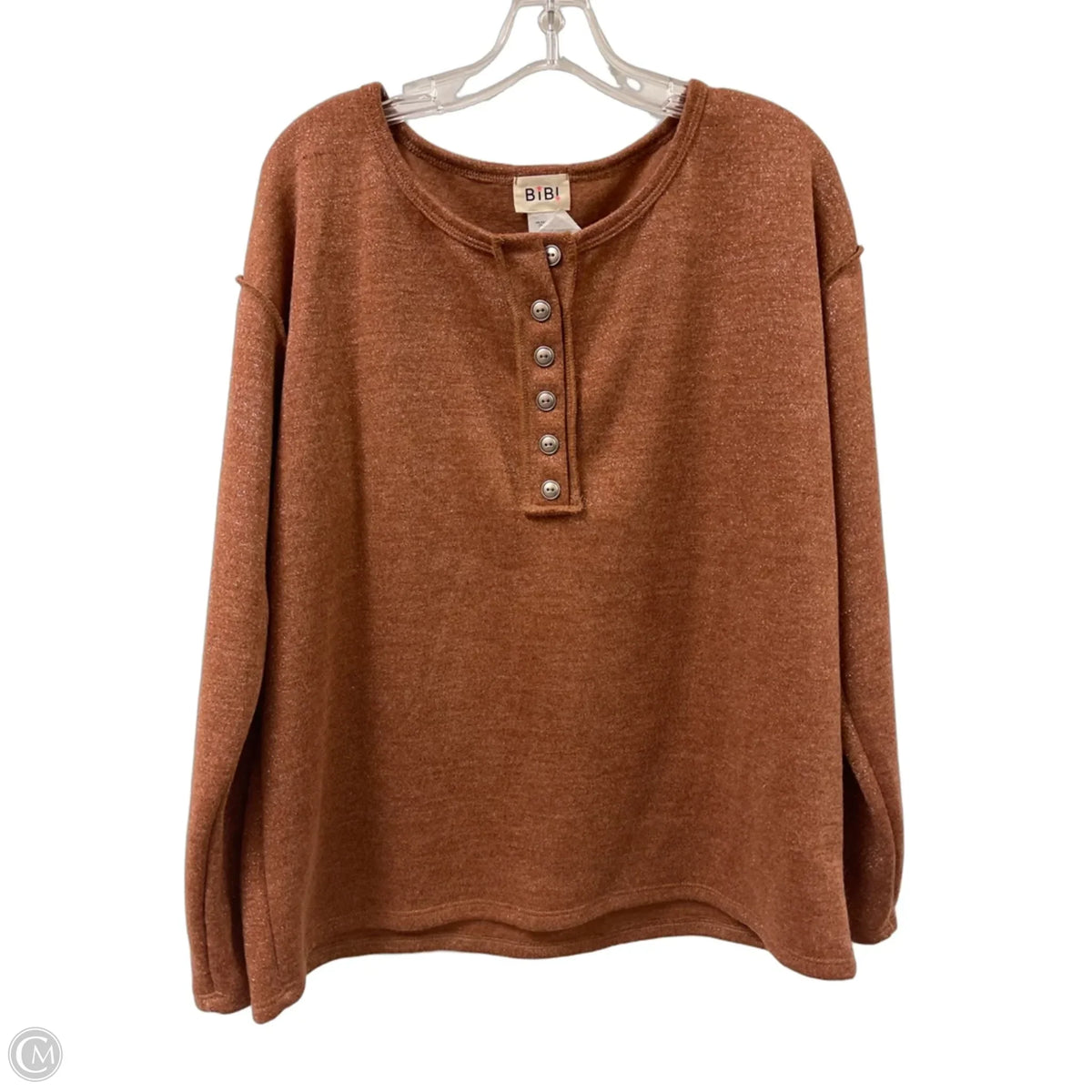 Top Long Sleeve By Bibi In Brown, Size: L
