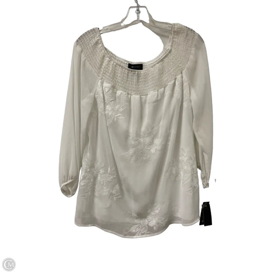 Top Long Sleeve By Ab Studio In Cream, Size: L