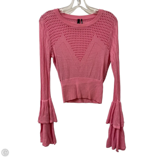 Top Long Sleeve By Guess In Pink, Size: M