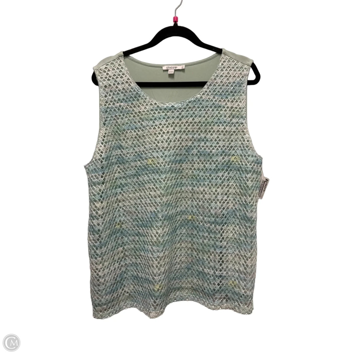 Top Sleeveless By Chicos In Green, Size: 2x