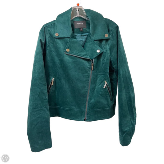 Jacket Moto By Torrid In Green, Size: M