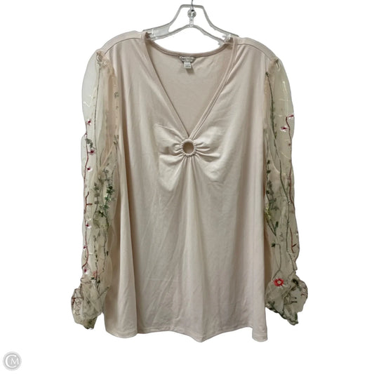 Top Long Sleeve By Cato In Cream, Size: 3x