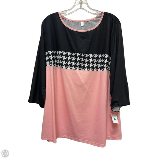 Top Long Sleeve By Clothes Mentor In Black & Pink, Size: 1x