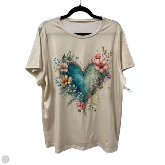 Top Short Sleeve By Clothes Mentor In Cream, Size: 1x