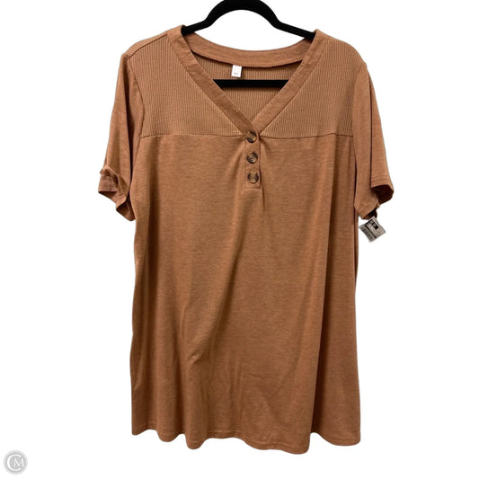 Top Short Sleeve By Clothes Mentor In Brown, Size: 1x