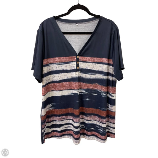 Top Short Sleeve By Clothes Mentor In Blue & Brown, Size: 1x