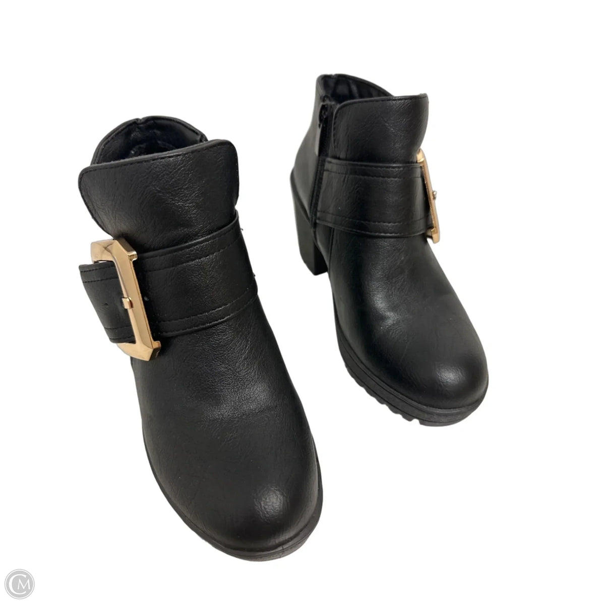 Boots Ankle Heels By Forever In Black, Size: 5