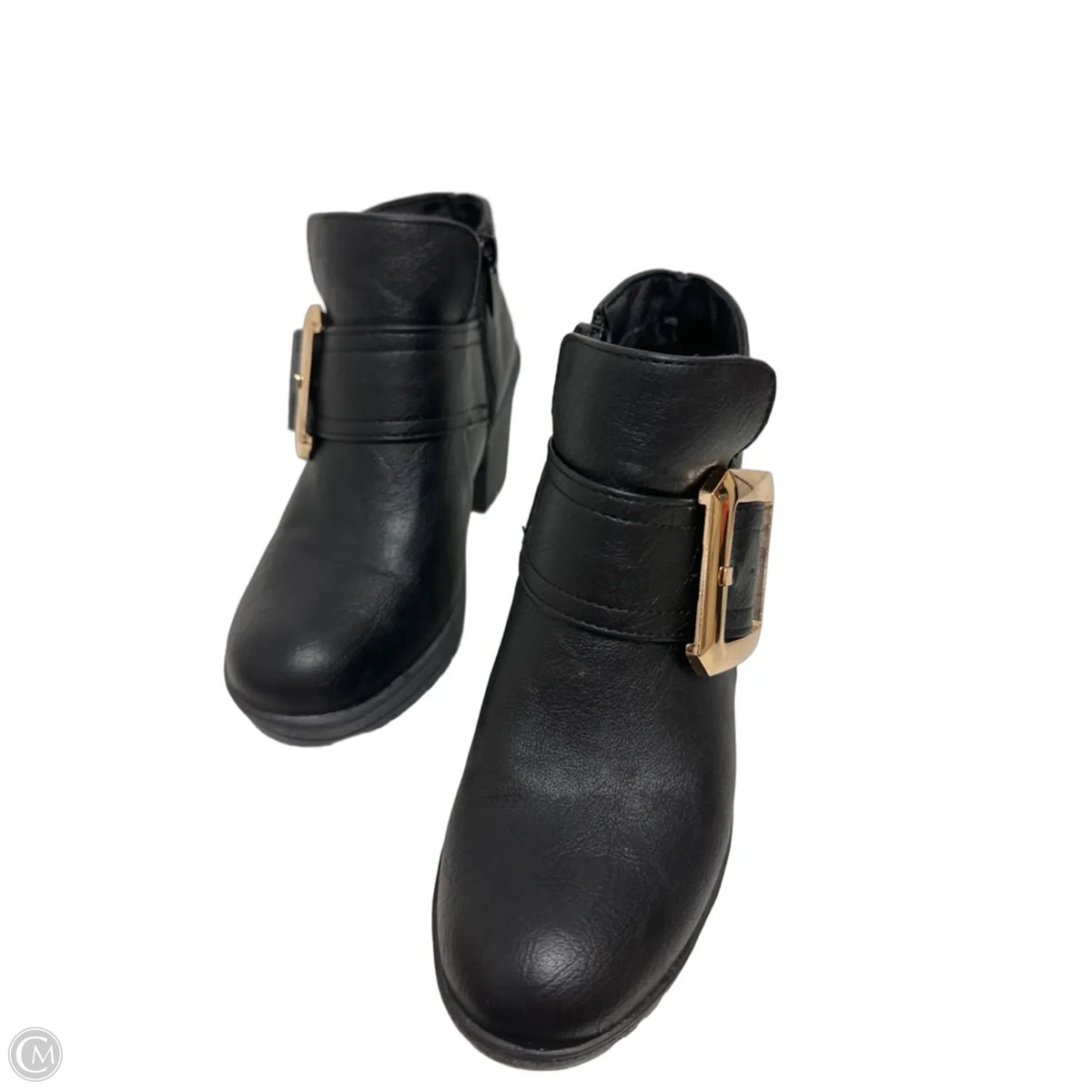 Boots Ankle Heels By Forever In Black, Size: 5