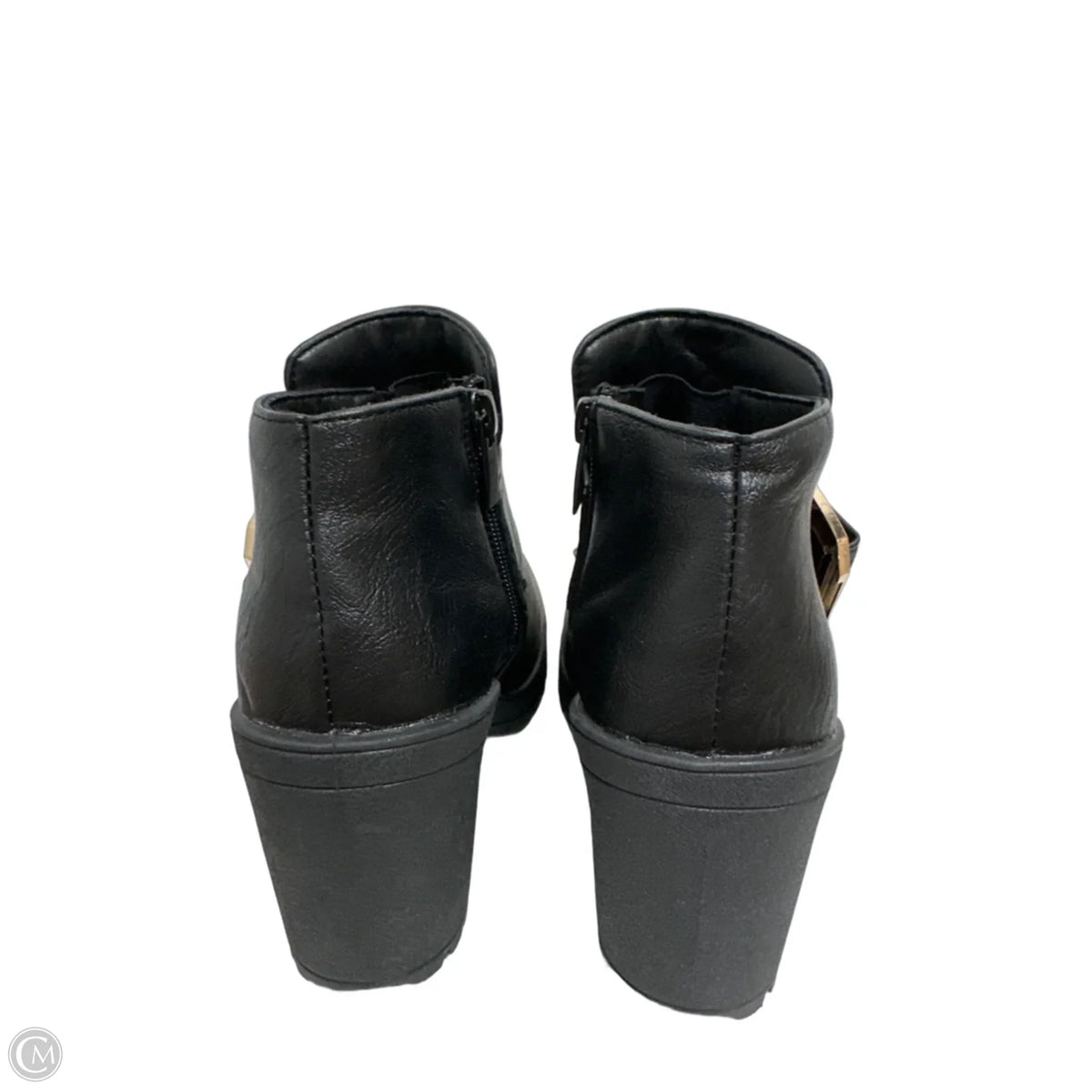 Boots Ankle Heels By Forever In Black, Size: 5