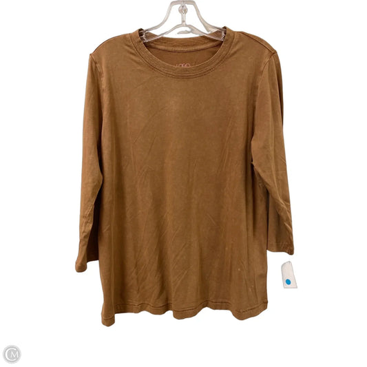 Top Long Sleeve By Logo In Brown, Size: M