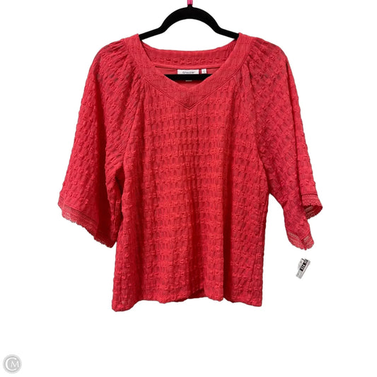 Blouse Short Sleeve By Chicos In Pink, Size: M