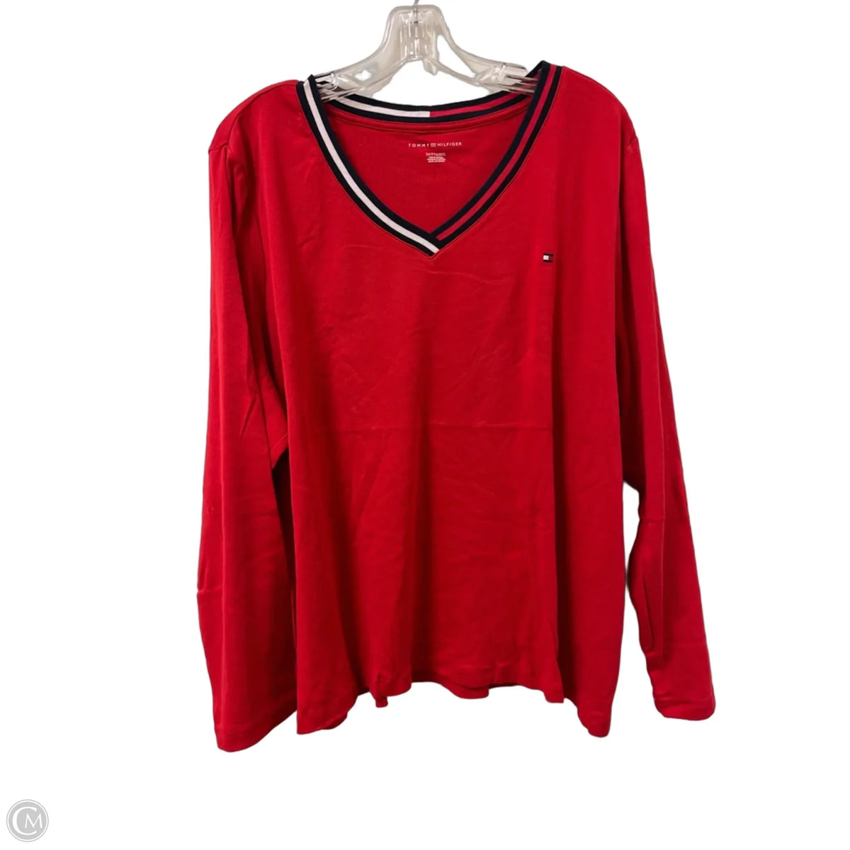 Top Long Sleeve Basic By Tommy Hilfiger In Red, Size: 2x