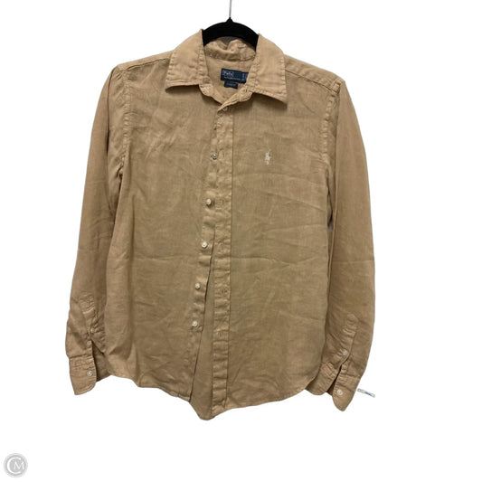 Blouse Long Sleeve By Polo Ralph Lauren In Tan, Size: Xs