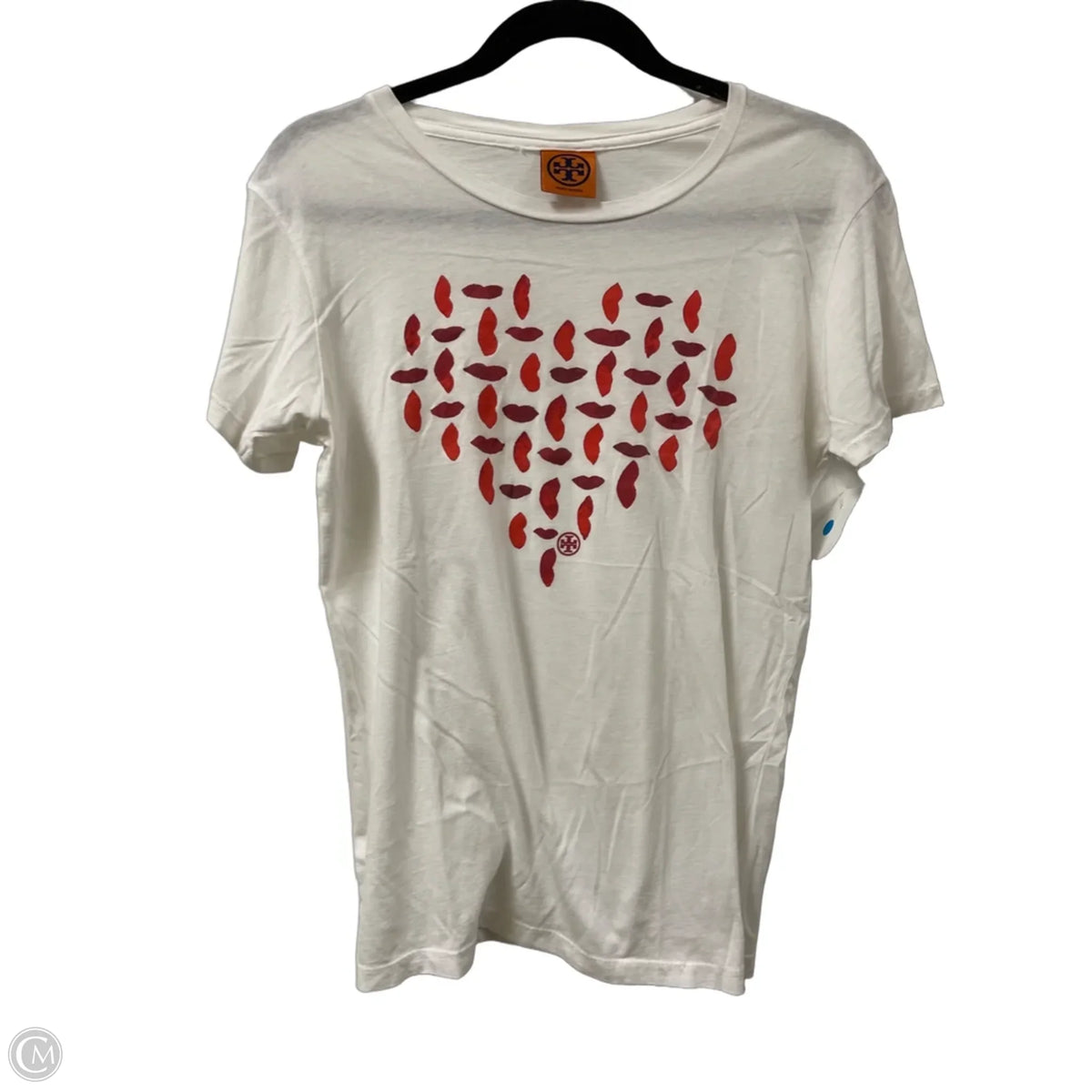 Top Short Sleeve Designer By Tory Burch In White, Size: M