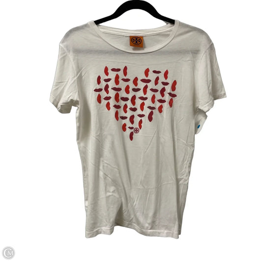 Top Short Sleeve Designer By Tory Burch In White, Size: M