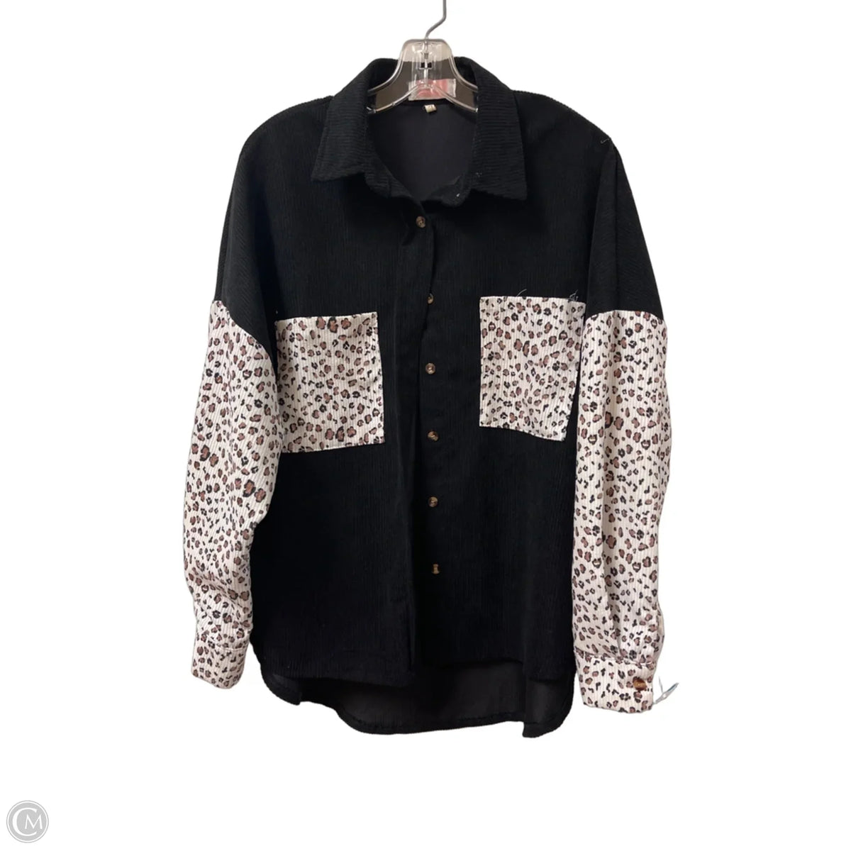 Jacket Shirt By Clothes Mentor In Black, Size: L