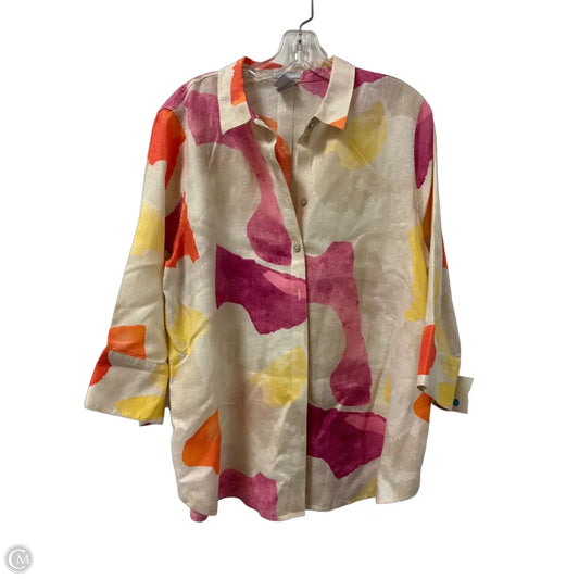 Blouse Long Sleeve By Chicos In Cream, Size: Xl