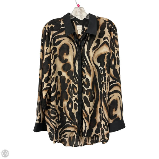 Blouse Long Sleeve By Chicos In Animal Print, Size: Xl