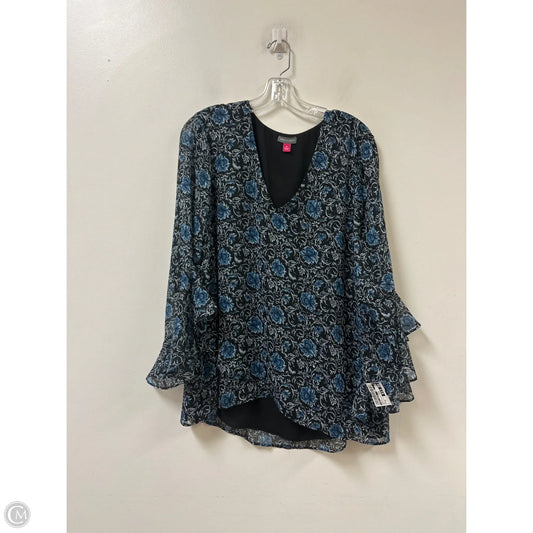 Top Long Sleeve By Vince Camuto In Black & Blue, Size: Xl