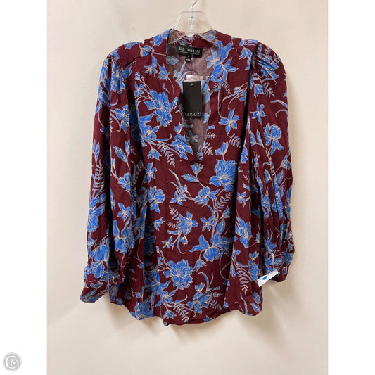 Top Long Sleeve By Eloquii In Blue & Red, Size: Xl