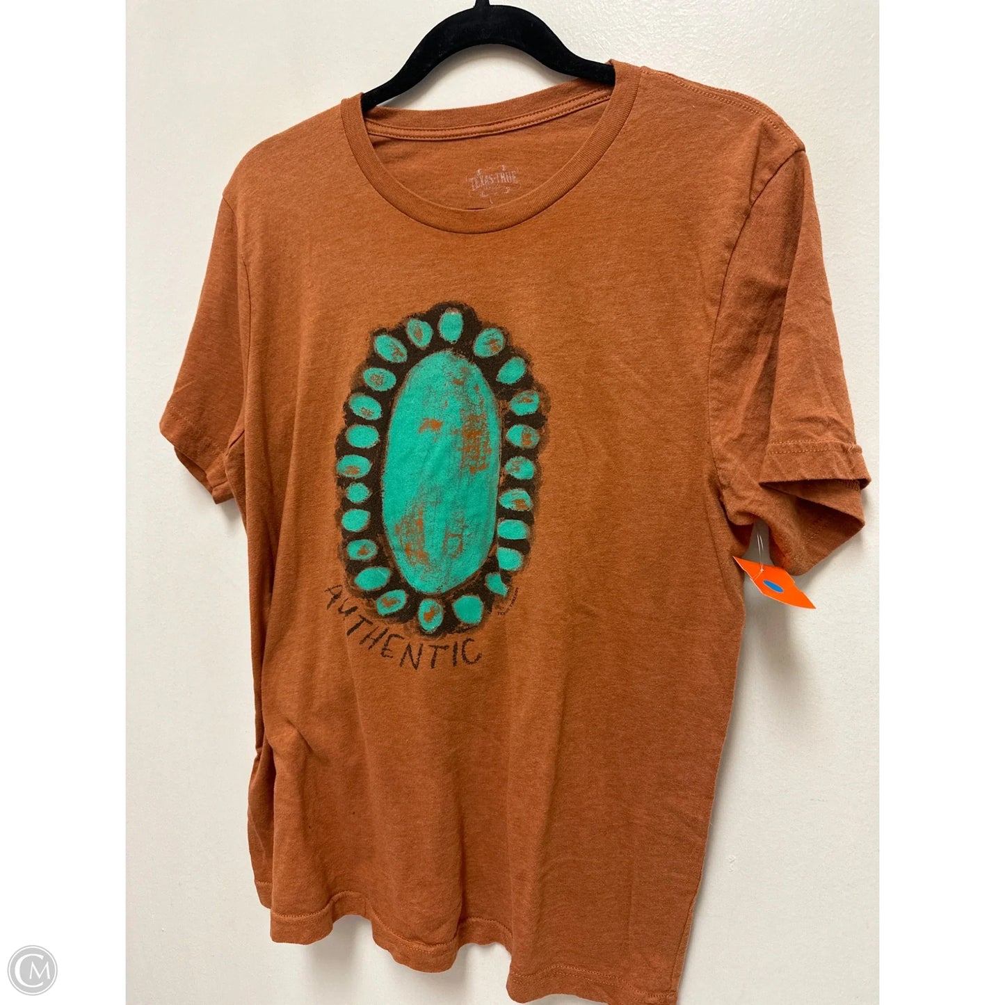 Top Short Sleeve By Texas True Threads In Orange, Size: L