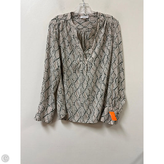 Top Long Sleeve By Calvin Klein In Animal Print, Size: L