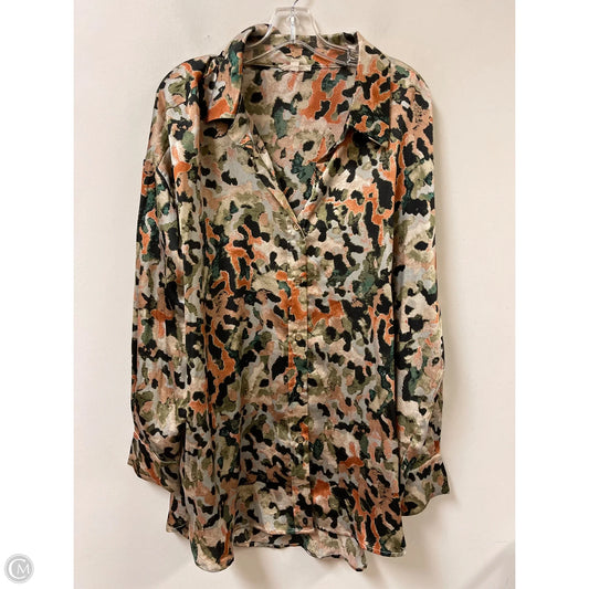 Blouse Long Sleeve By Entro In Black & Green, Size: 2x