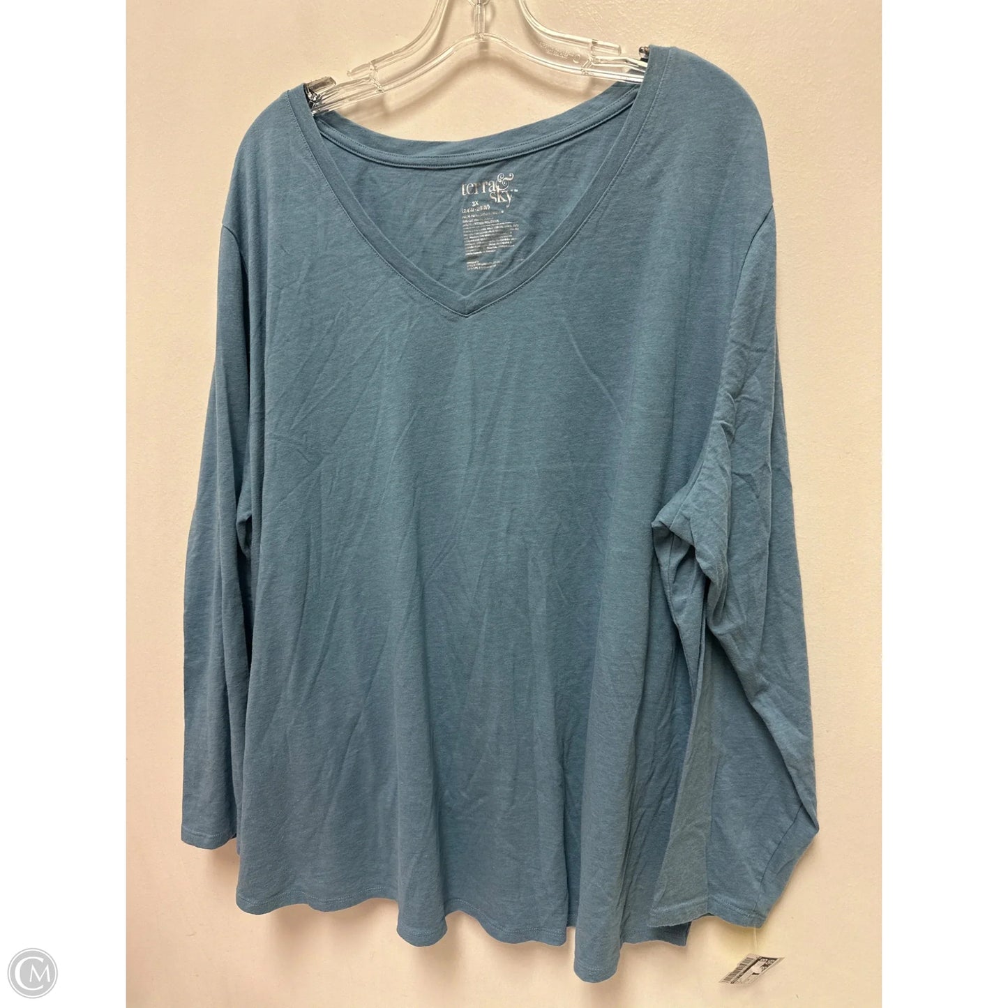 Top Long Sleeve By Terra & Sky In Blue, Size: 3x