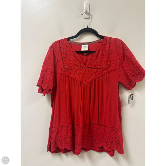 Top Short Sleeve By Knox Rose In Red, Size: L