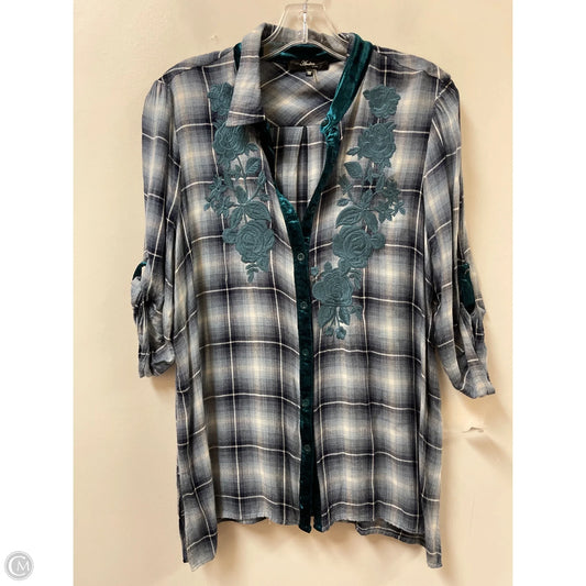 Blouse Long Sleeve By Andree By Unit In Blue, Size: M