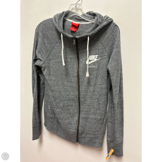 Athletic Sweatshirt Hoodie By Nike In Grey, Size: M