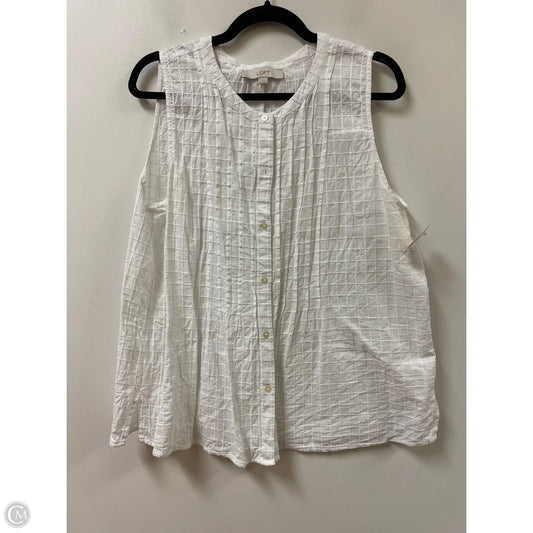 Blouse Sleeveless By Loft In White, Size: L