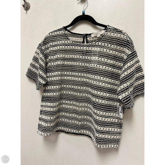 Top Short Sleeve By Loft In Black & Cream, Size: M