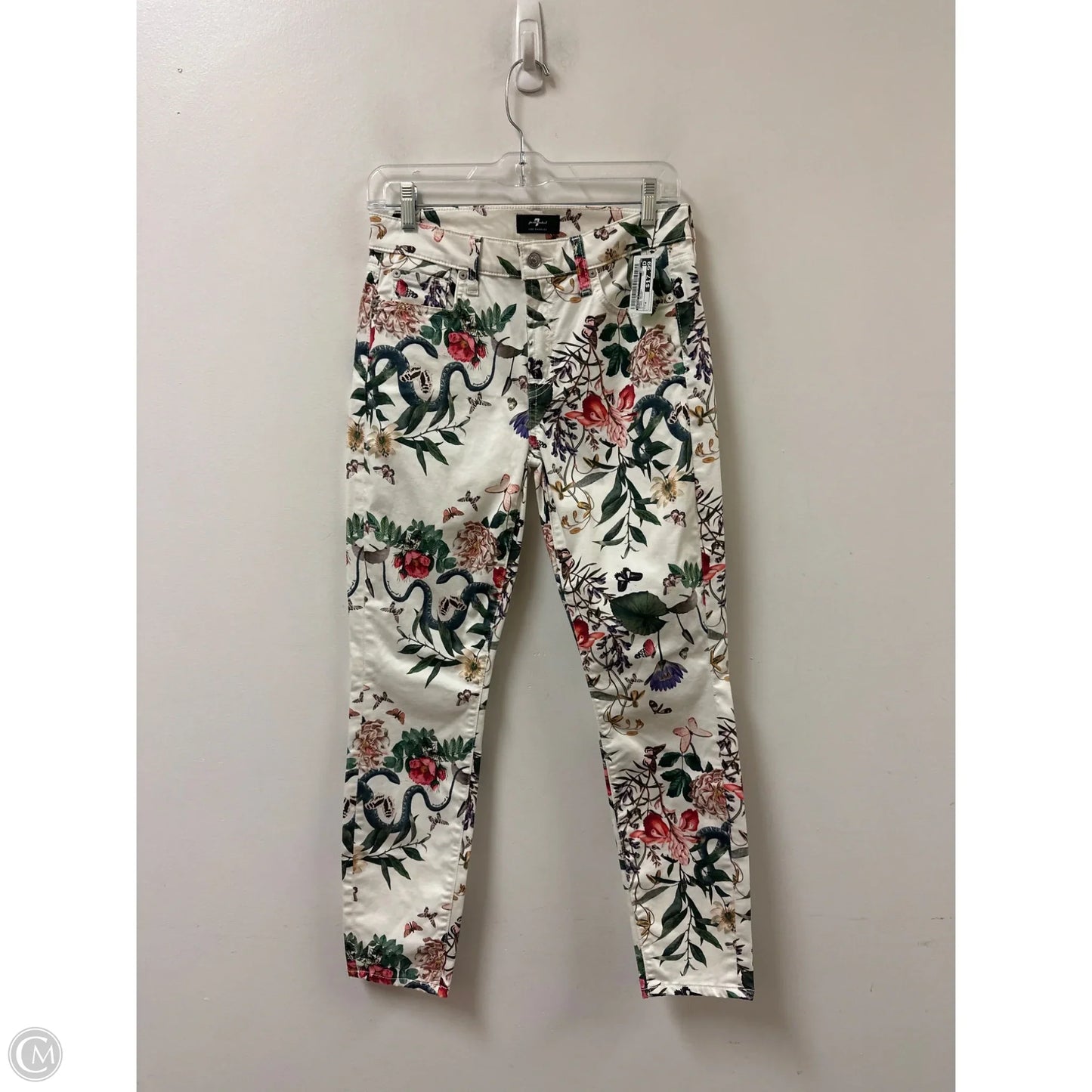 Jeans Skinny By Seven 7 In Floral Print, Size: 4