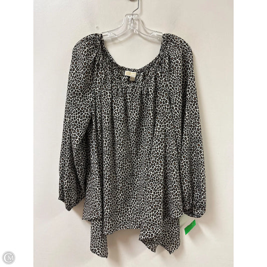 Top Long Sleeve By Michael By Michael Kors In Leopard Print, Size: 2x