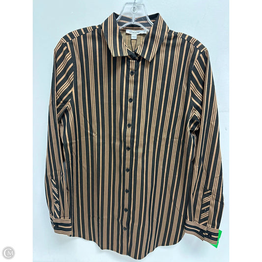 Blouse Long Sleeve By Chicos In Black & Tan, Size: S