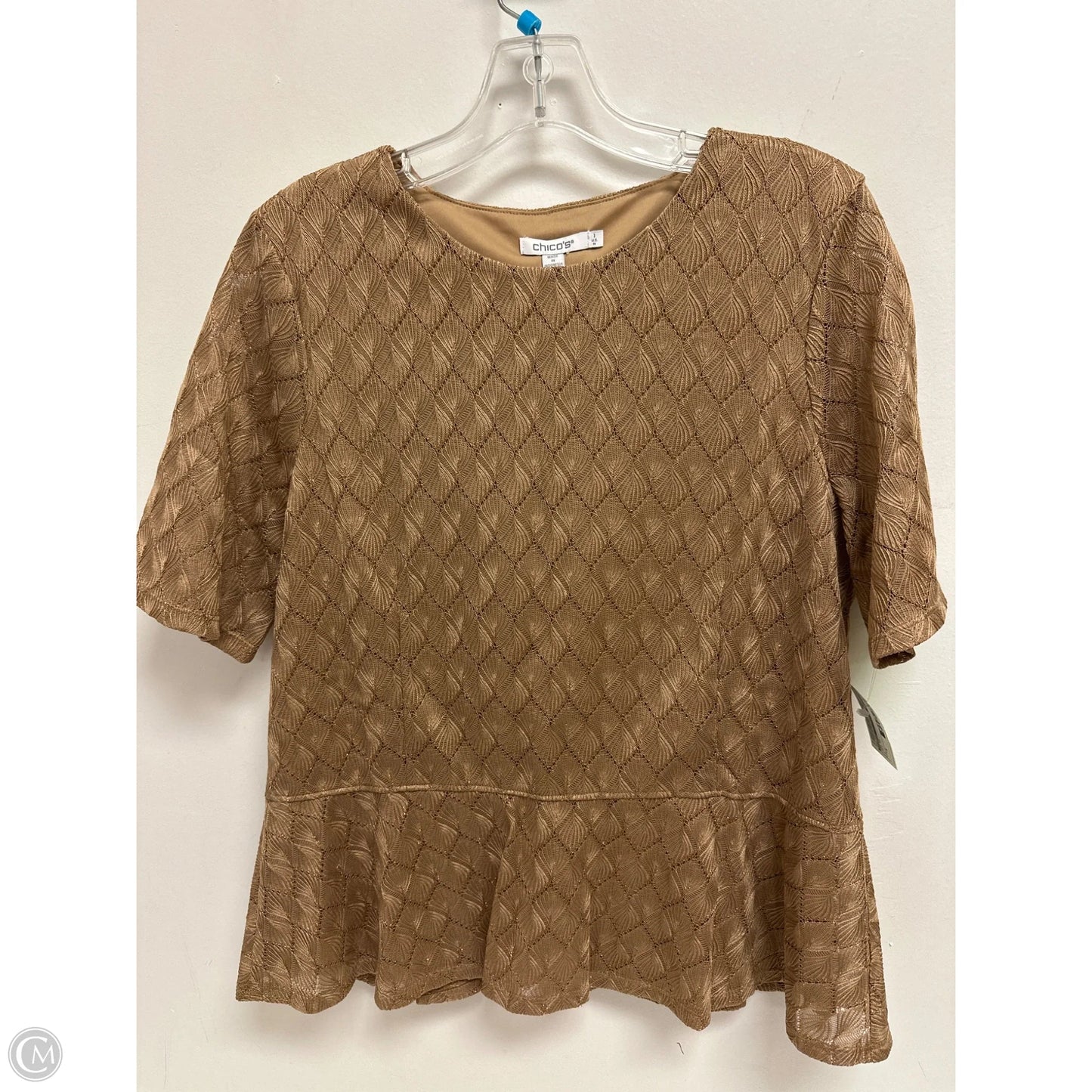 Top Short Sleeve By Chicos In Gold, Size: M