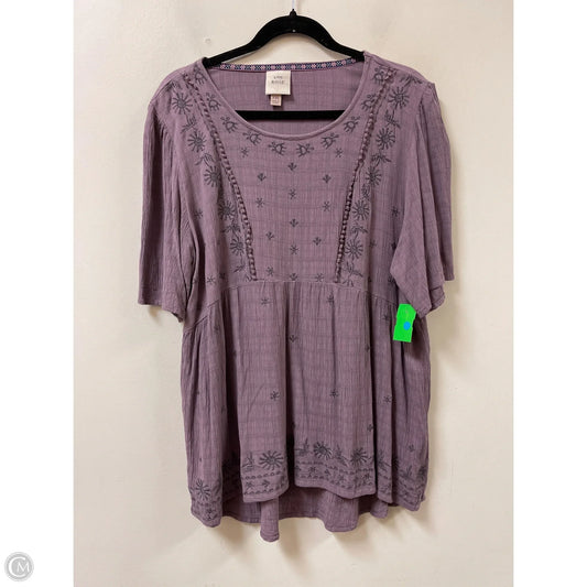 Top Short Sleeve By Knox Rose In Purple, Size: 2x