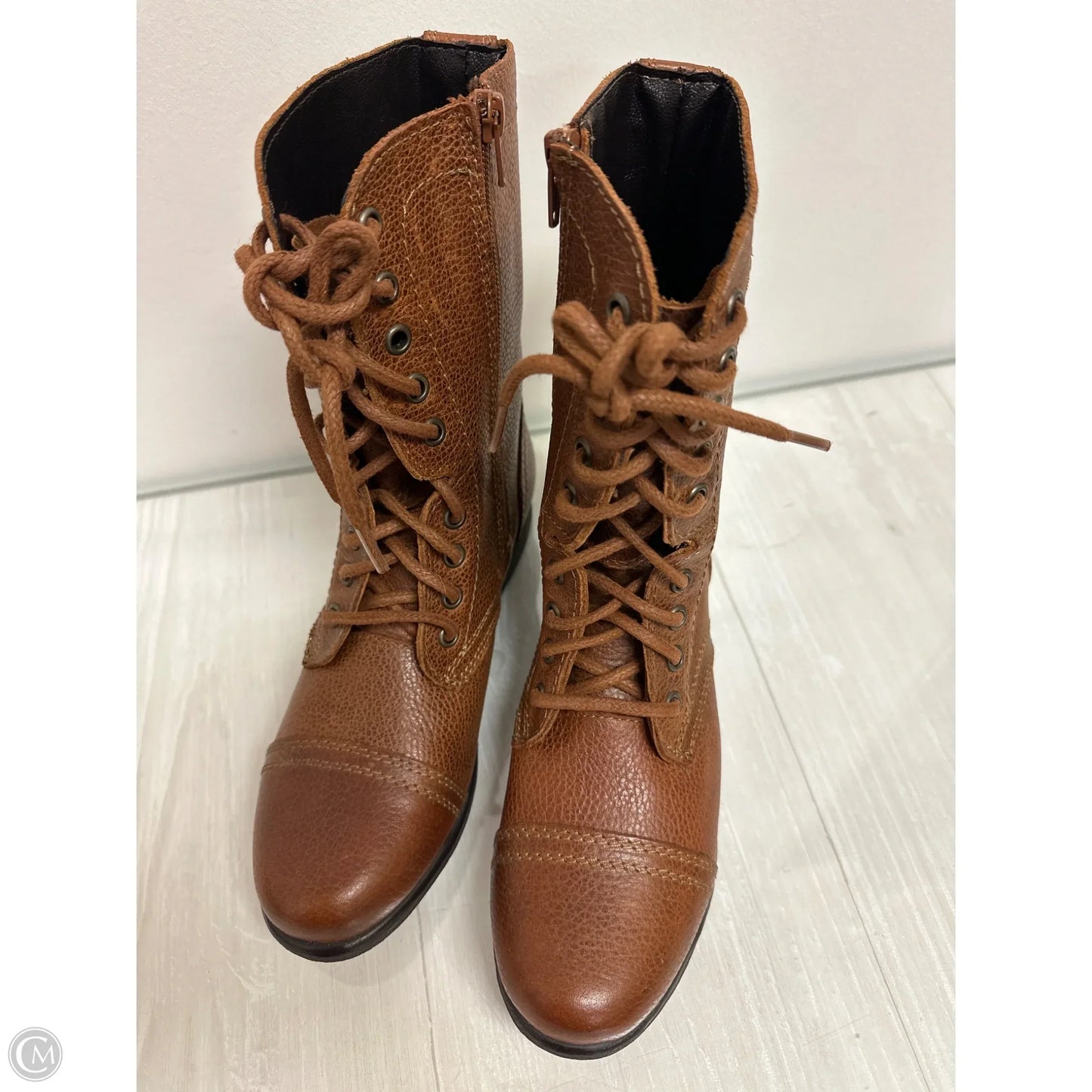 Boots Ankle Heels By Steve Madden In Tan, Size: 7.5