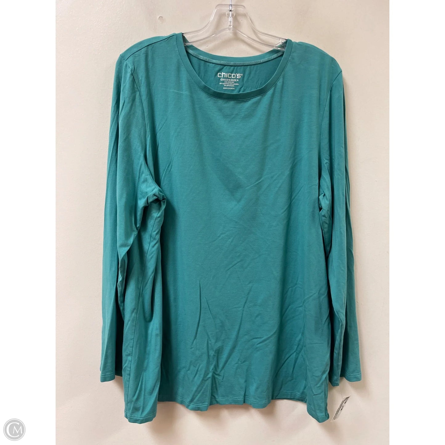 Top Long Sleeve By Chicos In Green, Size: 2x