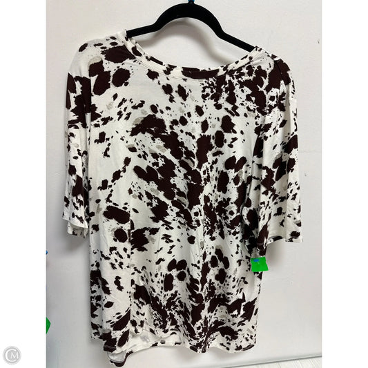 Top Short Sleeve By Chicos In Brown & White, Size: 2x