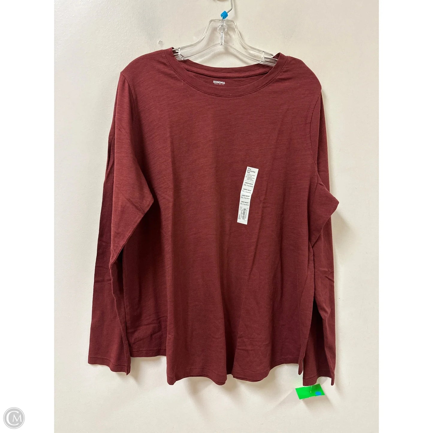 Top Long Sleeve Basic By Sonoma In Red, Size: 2x
