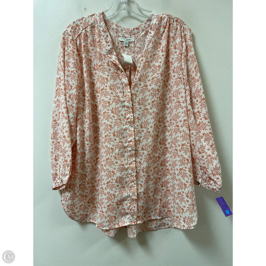 Blouse Long Sleeve By Jachs Girlfirend In Orange, Size: 2x