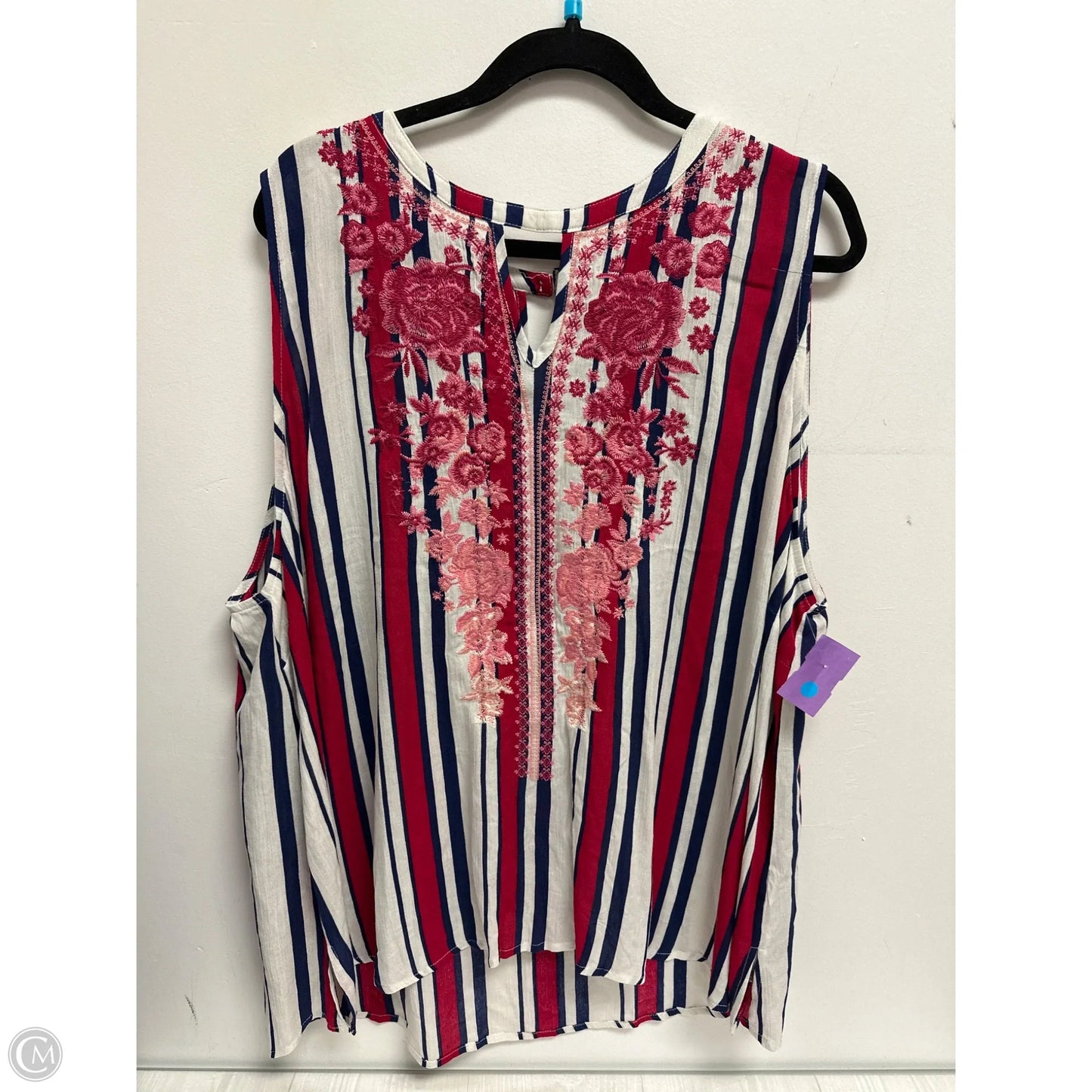 Top Sleeveless By Glitzy Girlz In Blue & Red, Size: 3x
