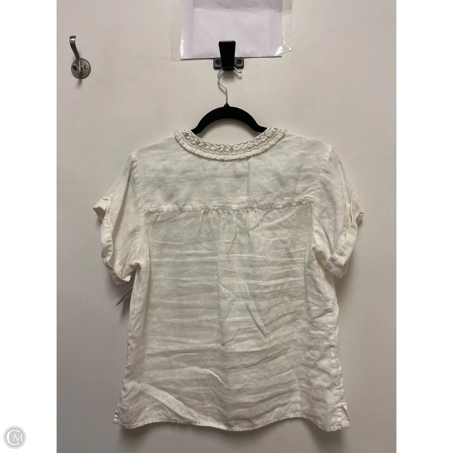 Blouse Short Sleeve By Chicos In Cream, Size: S
