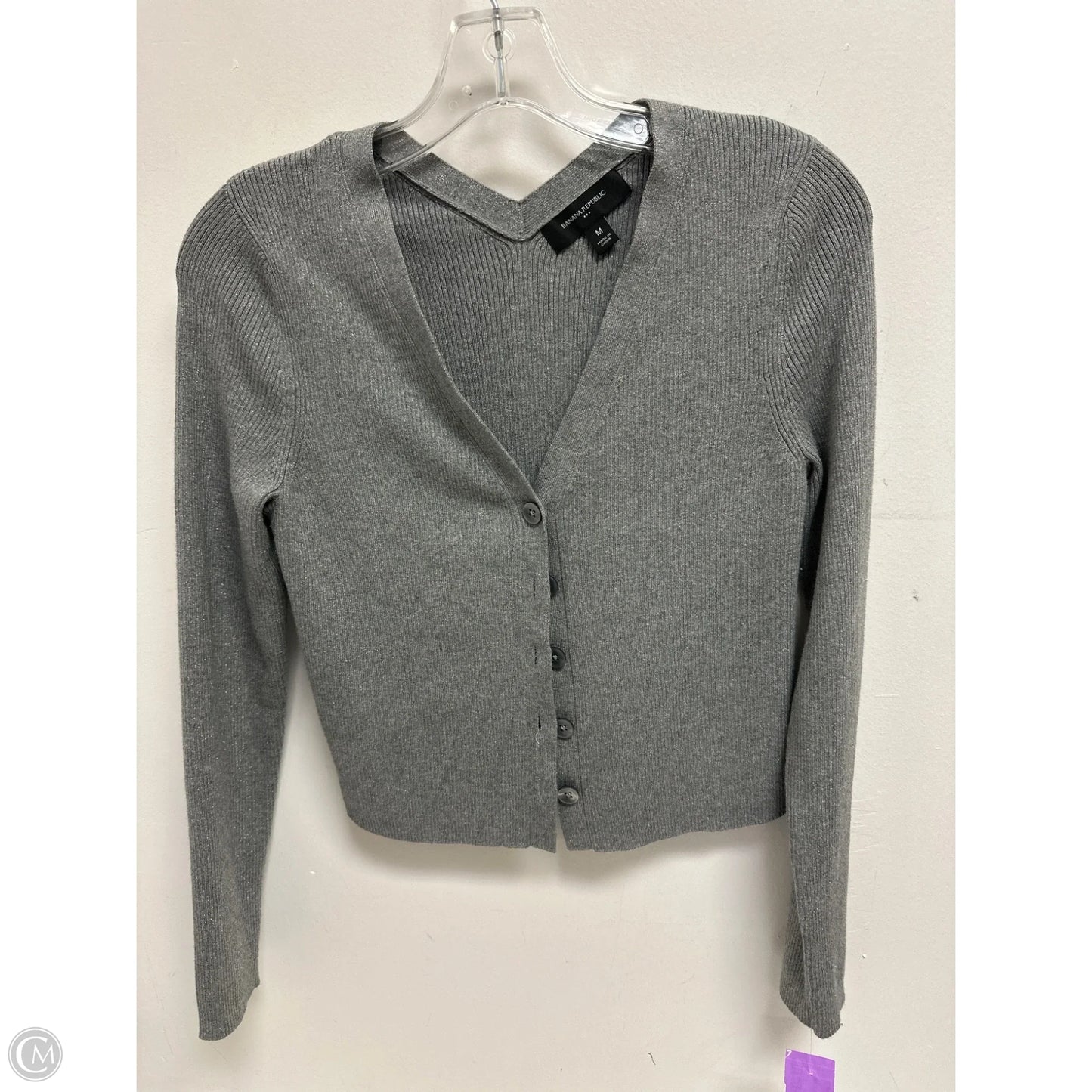 Sweater Cardigan By Banana Republic In Grey, Size: M