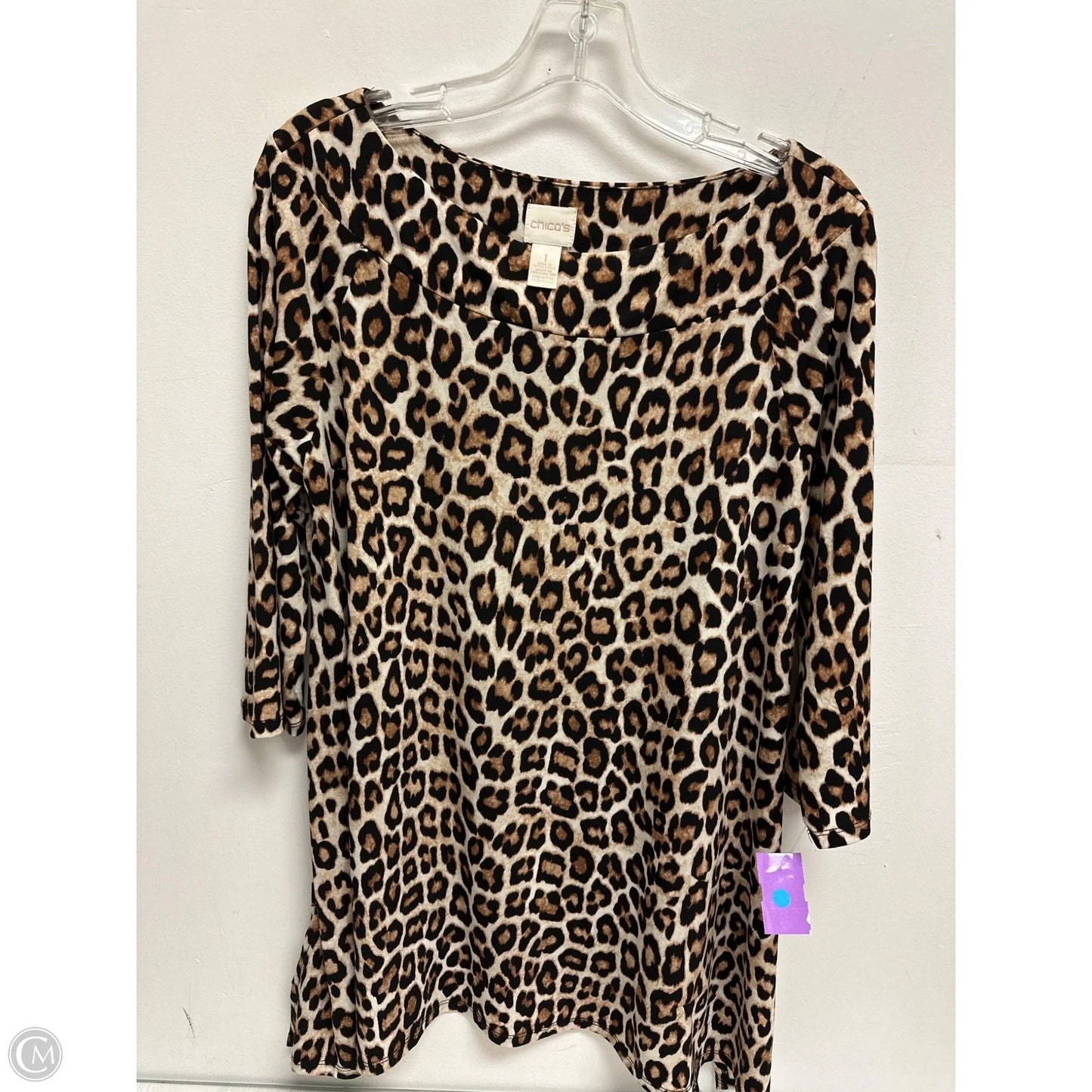Tunic Long Sleeve By Chicos In Animal Print, Size: M