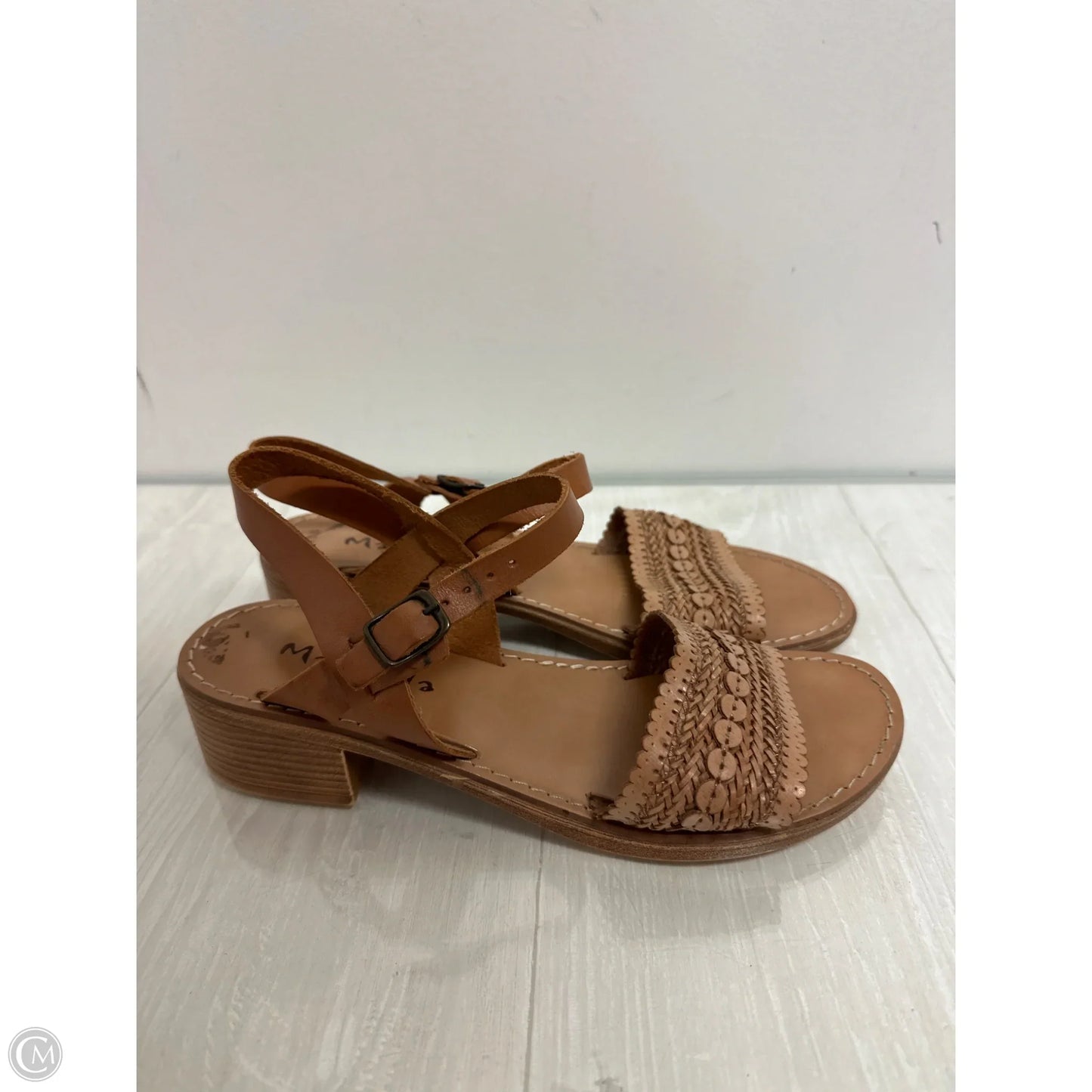 Sandals Heels Wedge By Clothes Mentor In Tan, Size: 10